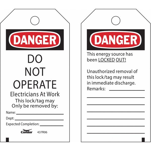 Lockout Tag, Rectangle, 5-3/4