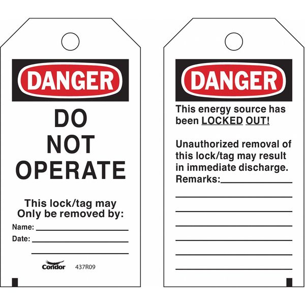 Lockout Tag, Rectangle, 5-3/4