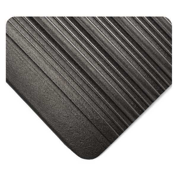 Tuf Sponge Mat, Black/Yellow, 3 ft. L x 2 ft. W, PVC Sponge, Ribbed Surface Pattern, 3/8