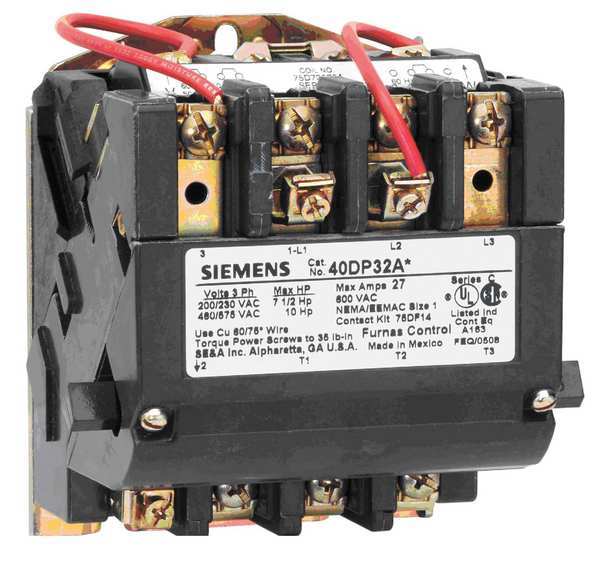 480VAC Non-Reversing Magnetic Contactor 3P 27A NEMA 1