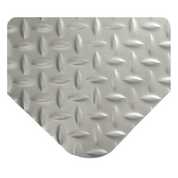 Diamond-Plate Spongecote Mat, Gray, 25 ft. L x 3 ft. W, PVC Surface With Nitrile Infused Sponge