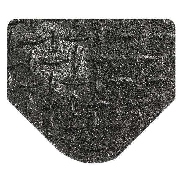 Diamond-Plate Mat w/Grit Shield, Black, 8 ft. L x 4 ft. W, PVC Surface With Nitrile Infused Sponge