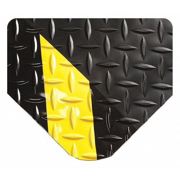 Diamond-Plate Spongecote Mat, Black/Yellow, 37 ft. L x 2 ft. W, Diamond Plate Surface Pattern