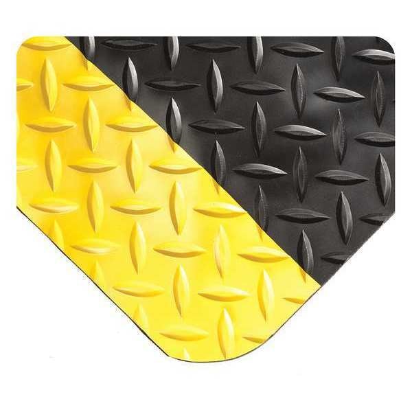 Diamond-Plate Spongecote Mat, Black/Yellow, 52 ft. L x 5 ft. W, Diamond Plate Surface Pattern