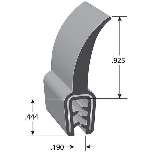 Black Vinyl Seal 25 ft. L, 1.369