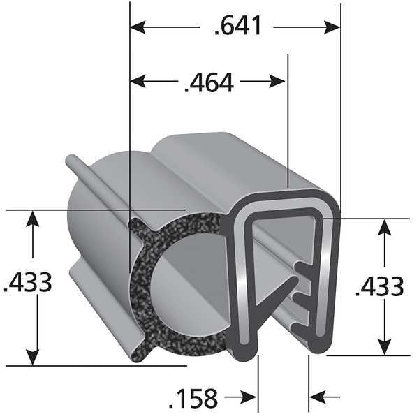 Black Vinyl Seal 25 ft. L, 0.641