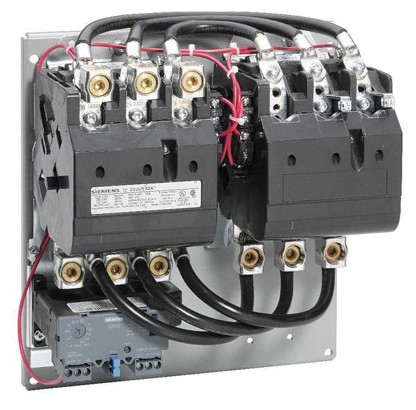 Reversing NEMA Magnetic Motor Starter, No Enclosure NEMA Rating, 120V AC, 3 Poles, 1NO