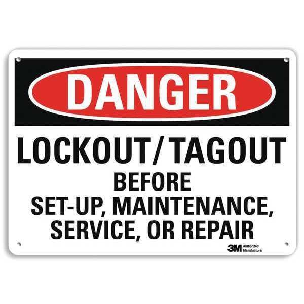 Danger Sign, 10 in Height, 14 in Width, Aluminum, Horizontal Rectangle, English