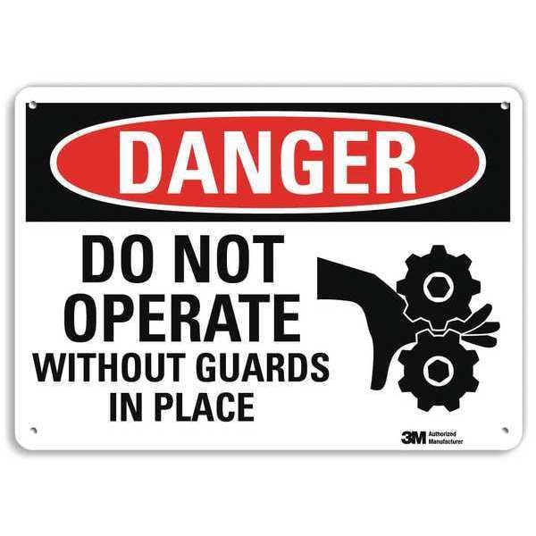 Danger Sign, 10 in Height, 14 in Width, Plastic, Horizontal Rectangle, English