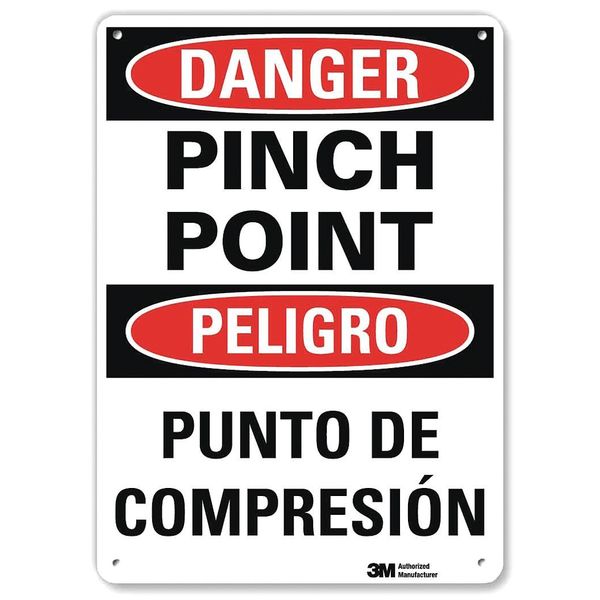 Danger Sign, 10 in Height, 7 in Width, Plastic, Horizontal Rectangle, English