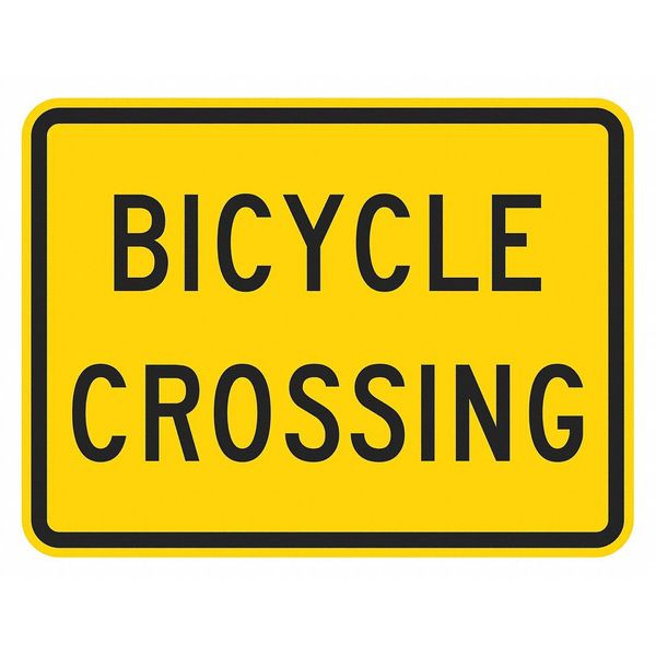 Bicycle Crossing Traffic Sign, 12 in H, 18 in W, Aluminum, Horizontal Rectangle, T1-1550-HI_18x12