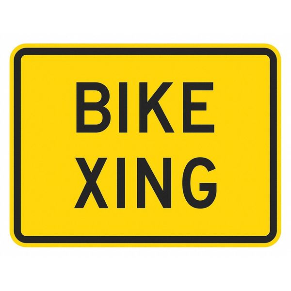 Bike Xing Traffic Sign, 12 in H, 18 in W, Aluminum, Horizontal Rectangle, English, T1-1551-DG_18x12