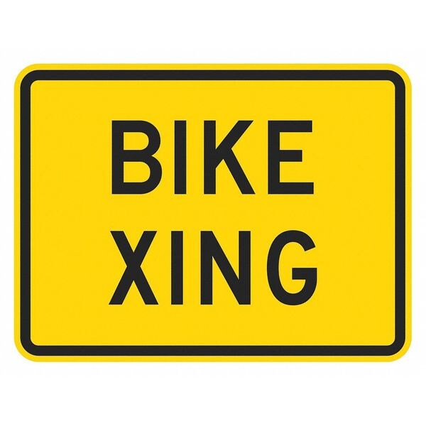 Bike Xing Traffic Sign, 12 in H, 18 in W, Aluminum, Horizontal Rectangle, English, T1-1551-EG_18x12