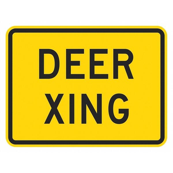 Deer Xing Traffic Sign, 12 in H, 18 in W, Aluminum, Horizontal Rectangle, English, T1-1565-HI_18x12