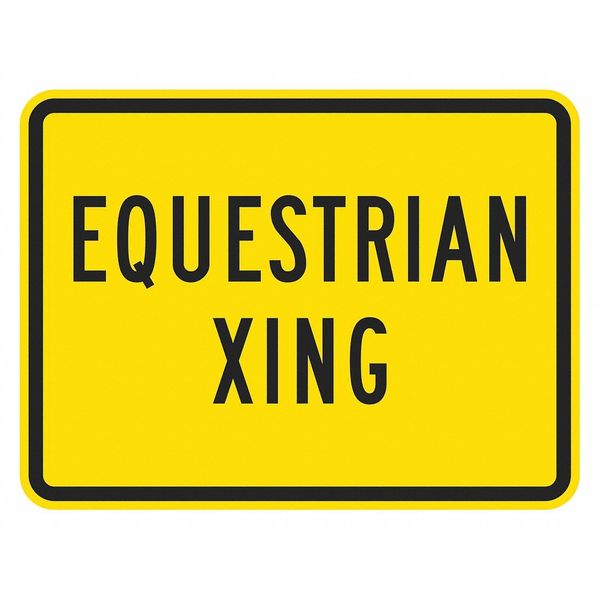 Equestrian Xing Traffic Sign, 12 in H, 18 in W, Aluminum, Horizontal Rectangle, T1-1572-DG_18x12