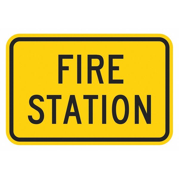 Fire Station Traffic Sign, 12 in H, 18 in W, Aluminum, Horizontal Rectangle, T1-1833-HI_18x12
