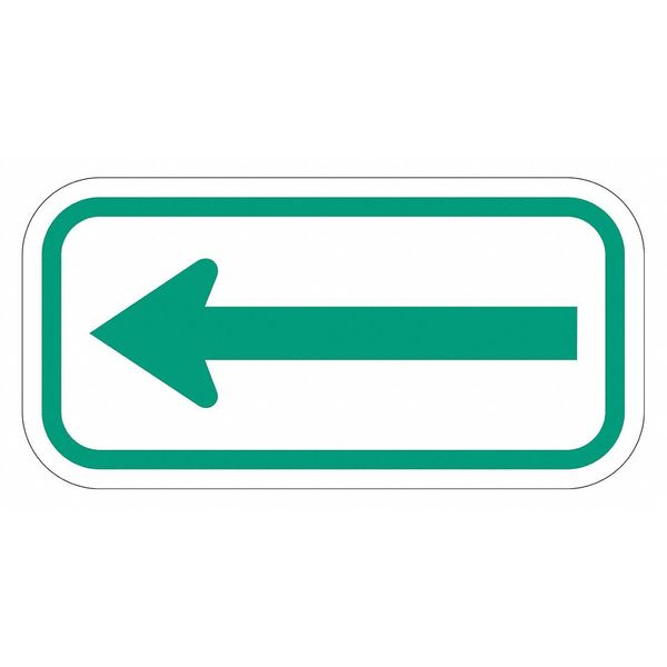 Arrow Supplemental Parking Sign, 6 in H, 12 in W, Aluminum, Horizontal Rectangle, T1-1109-DG_12x6