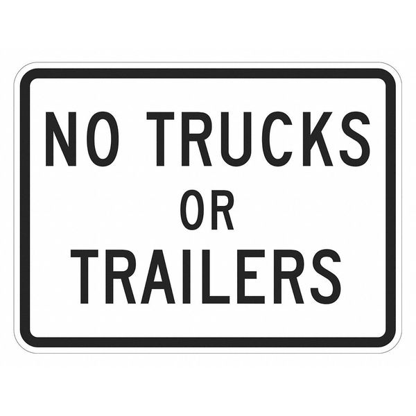 No Trucks Traffic Sign, 12 in H, 18 in W, Aluminum, Horizontal Rectangle, English, T1-5713-EG_18x12