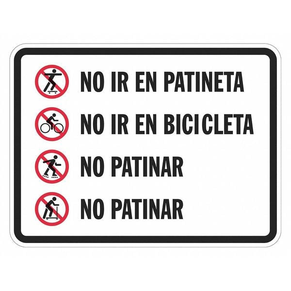 Warning Sign, 12 in H, 18 in W, Aluminum, Horizontal Rectangle, English, Spanish, T1-1232-EG_18x12