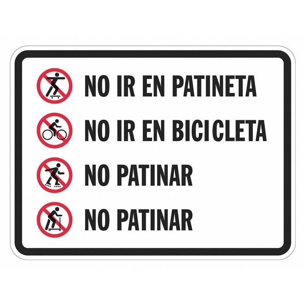 Warning Sign, 12 in H, 18 in W, Aluminum, Horizontal Rectangle, English, Spanish, T1-1232-HI_18x12