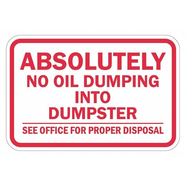 Facility Sign, 12 in H, 18 in W, Aluminum, Horizontal Rectangle, English, T1-1675-DG_18x12