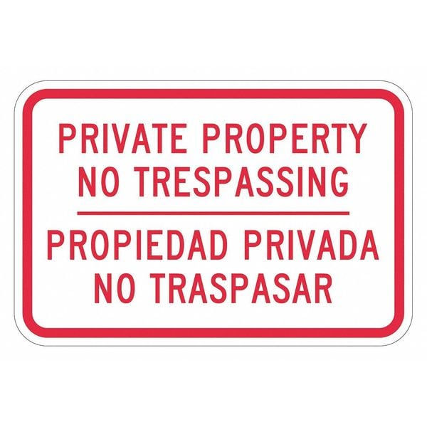 Warning Sign, 12 in H, 18 in W, Aluminum, Horizontal Rectangle, English, Spanish, T1-3163-DG_18x12