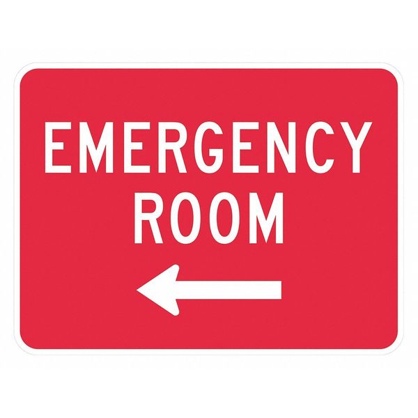 Emergency Room Traffic Sign, 12 in H, 18 in W, Aluminum, Horizontal Rectangle, T1-1805-EG_18x12