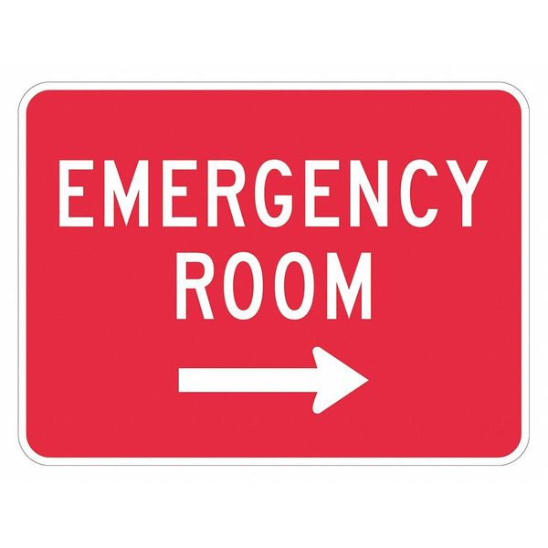 Emergency Room Traffic Sign, 12 in H, 18 in W, Aluminum, Horizontal Rectangle, T1-1806-DG_18x12