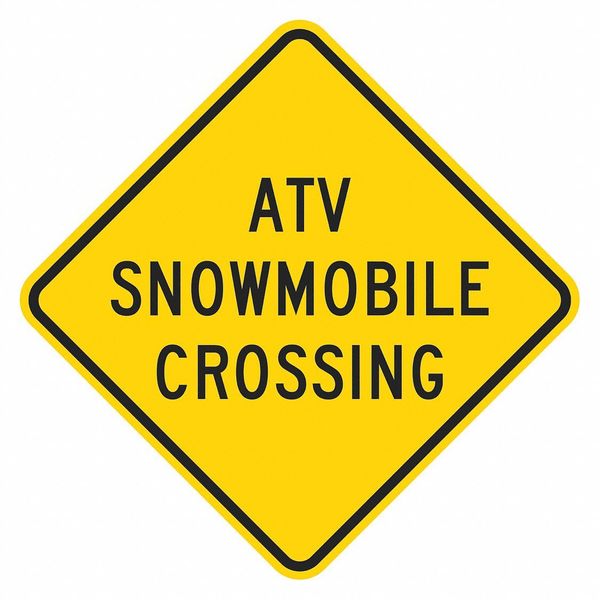 ATV & Snowmobile Crossing Traffic Sign, 18 in H, 18 in W, Aluminum, Diamond, T1-1546-HI_18x18