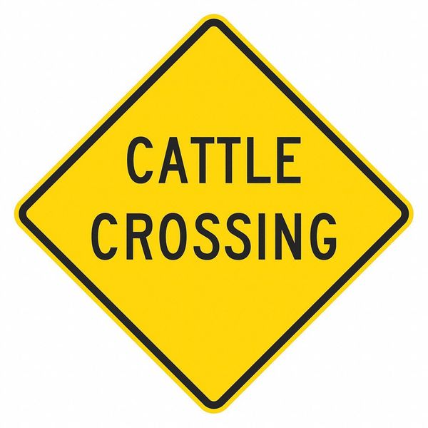 Cattle Crossing Traffic Sign, 18 in H, 18 in W, Aluminum, Diamond, English, T1-1554-EG_18x18