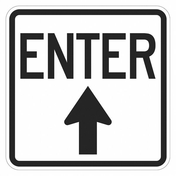 Enter Sign For Parking Lots, 18 in H, 18 in W, Aluminum, Square, English, T1-1889-HI_18x18
