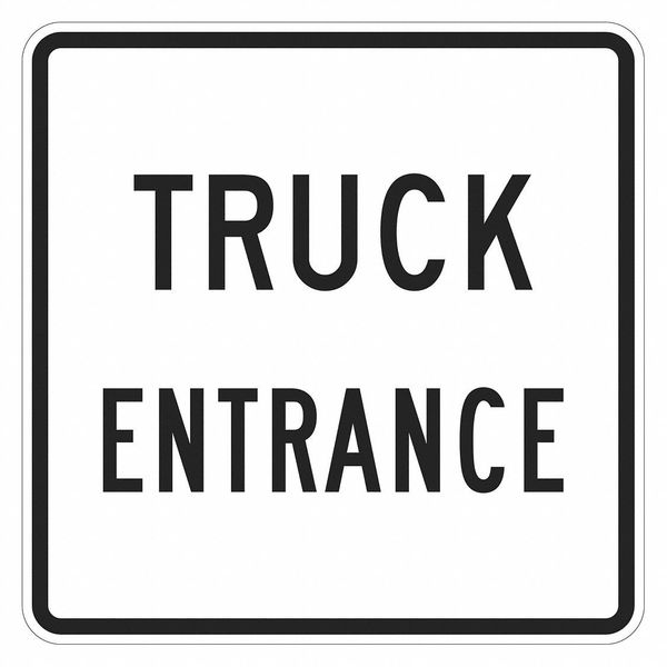 Truck Entrance Sign For Parking Lots, 18 in H, 18 in W, Aluminum, Square, English, T1-1935-DG_18x18