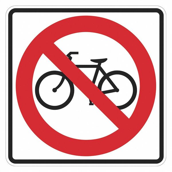 No Bicycles Traffic Sign, 18 in Height, 18 in Width, Aluminum, Square, No Text