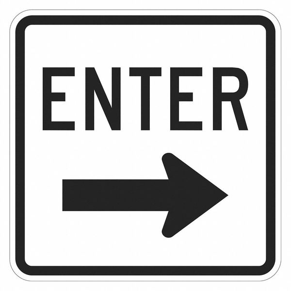 Enter Sign For Parking Lots, 18 in H, 18 in W, Aluminum, Square, English, T1-1888-EG_18x18