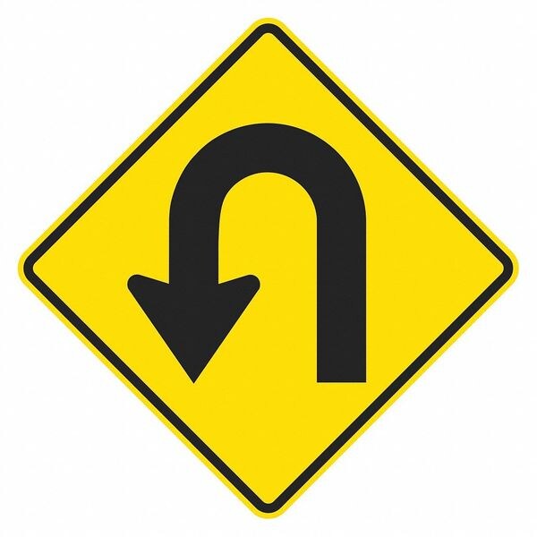 Hairpin Curve Left Traffic Sign, 24 in H, 24 in W, Aluminum, Diamond, No Text, T1-6075-HI_24x24
