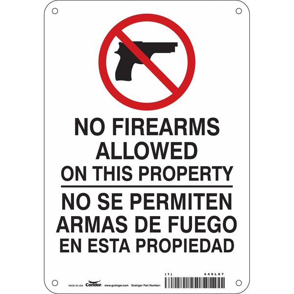 Safety Sign, 10 in H, 7 in W, Polyethylene, Horizontal Rectangle, English, Spanish, 449L87