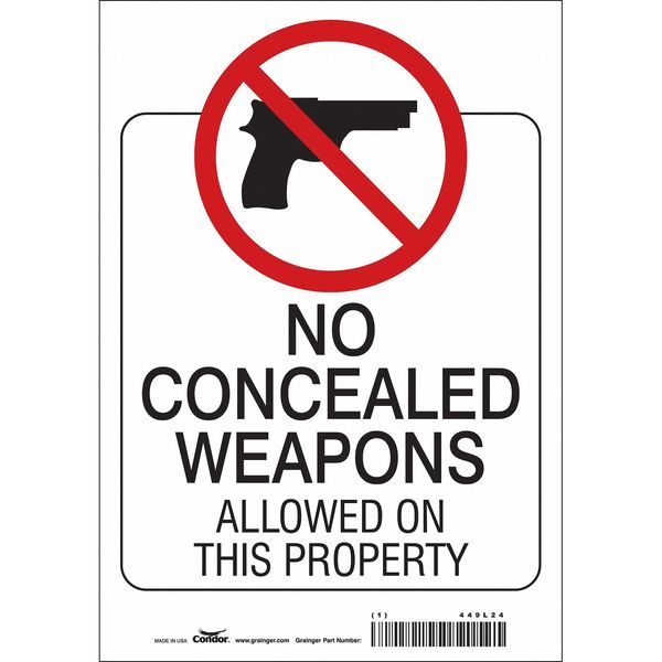 Safety Sign, 10 in Height, 7 in Width, Vinyl, Horizontal Rectangle, English, 449L24