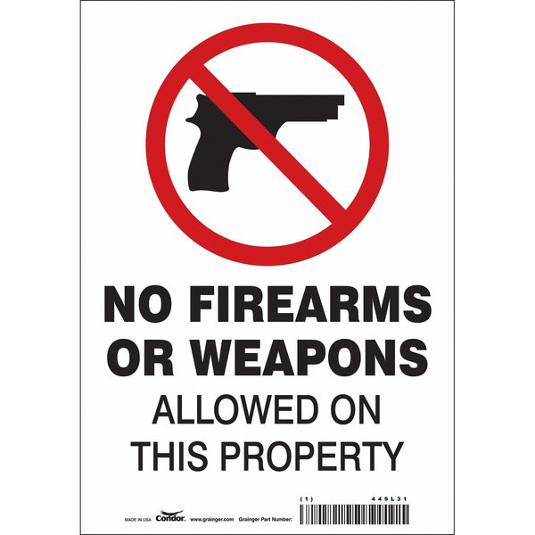 Safety Sign, 10 in Height, 7 in Width, Vinyl, Horizontal Rectangle, English, 449L31