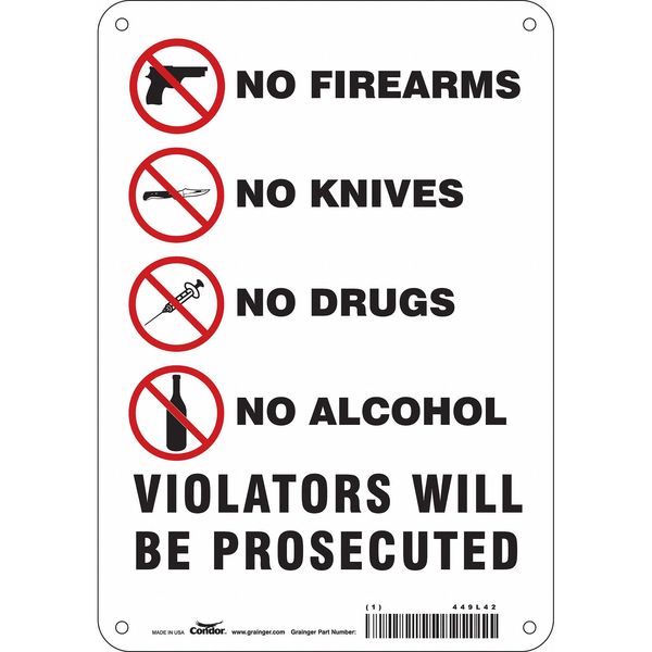 Safety Sign, 10 in Height, 7 in Width, Polyethylene, Horizontal Rectangle, English, 449L42