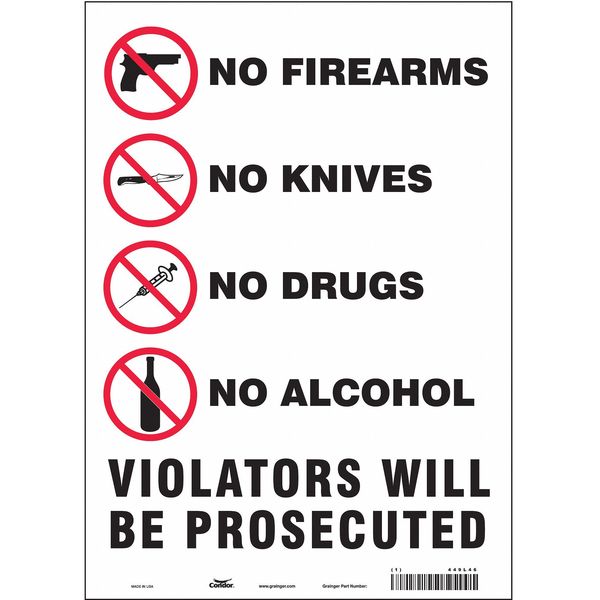 Safety Sign, 14 in Height, 10 in Width, Vinyl, Vertical Rectangle, English, 449L46