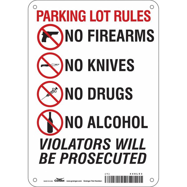 Safety Sign, 10 in Height, 7 in Width, Polyethylene, Horizontal Rectangle, English, 449L53