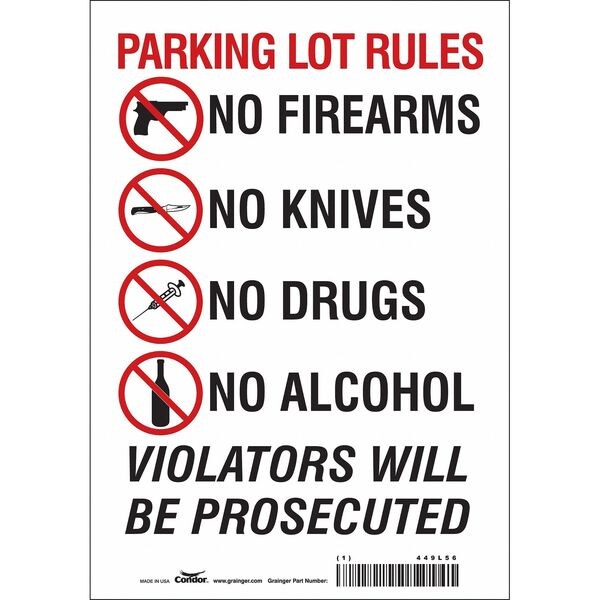 Safety Sign, 10 in Height, 7 in Width, Vinyl, Horizontal Rectangle, English, 449L56