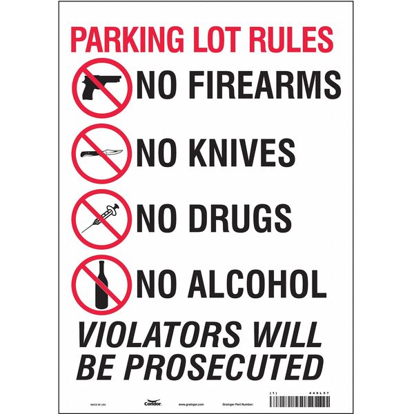 Safety Sign, 14 in Height, 10 in Width, Vinyl, Vertical Rectangle, English, 449L57