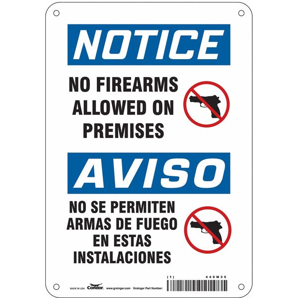 Safety Sign, 10 in Height, 7 in Width, Vinyl, Horizontal Rectangle, English, 449M35