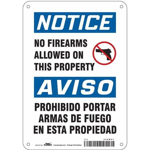 Safety Sign, 10 in Height, 7 in Width, Vinyl, Horizontal Rectangle, English
