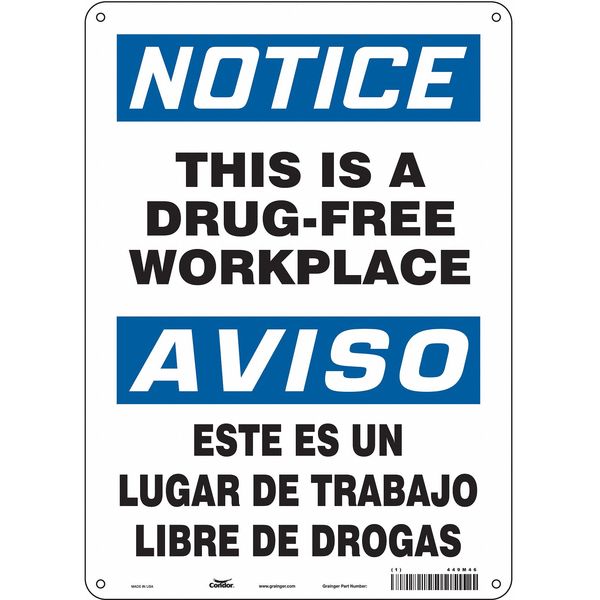 Safety Sign, 14 in H, 10 in W, Polyethylene, Vertical Rectangle, English, 449M46