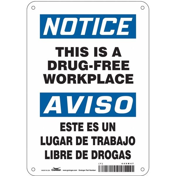 Safety Sign, 10 in Height, 7 in Width, Vinyl, Horizontal Rectangle, English, 449M47