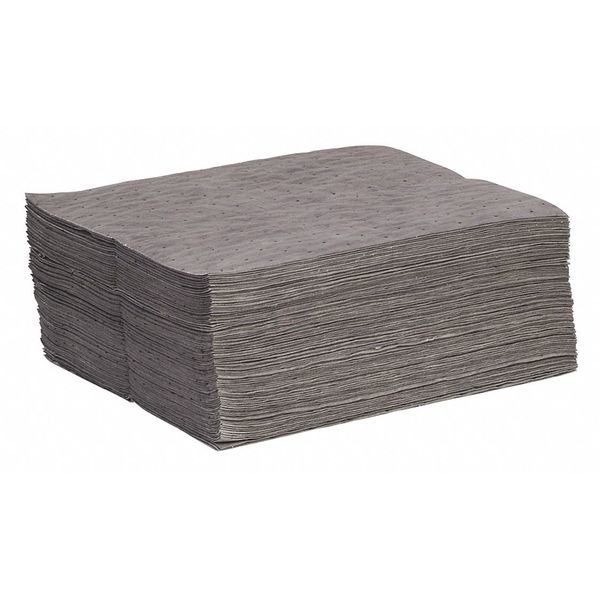 Sorbents, 12 gal/pk, 0.12 gal/pad, Universal Absorbed, Gray, Polypropylene, 100 PK