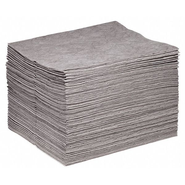 Sorbents, 20 gal/pk, 0.2 gal/pad, Universal Absorbed, Gray, Polypropylene, 100 PK