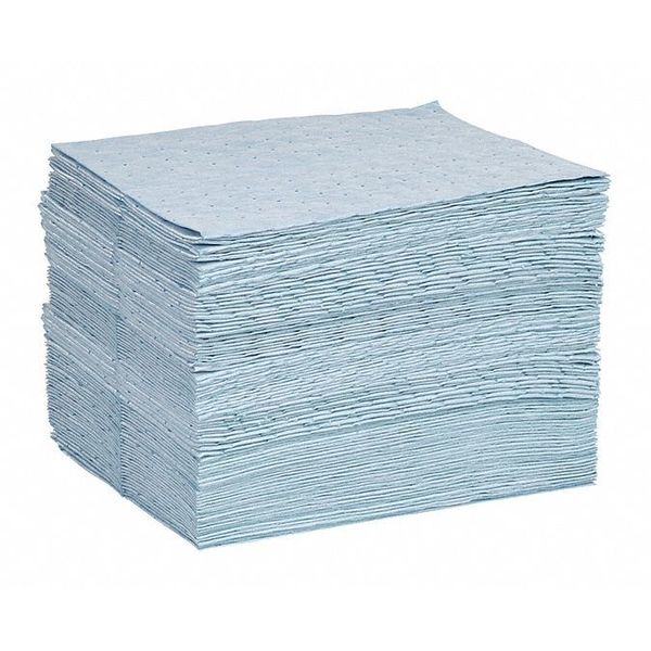 Sorbents, 26.3 gal. Oil Absorbed, Blue, Polypropylene, 100 PK